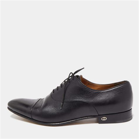 gucci black leather lace up oxfords|Gucci Double G Oxford Shoes .